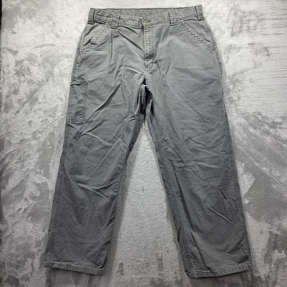 Carhartt Pants Mens 36x30 Gray Carpenter Utility Workwear Straight Leg Twill